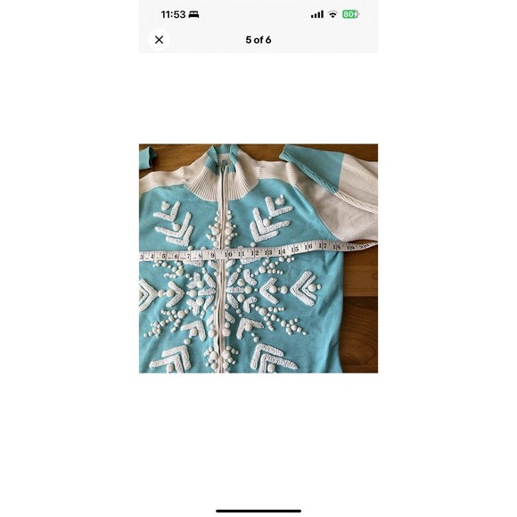 Michael Simon New York Wm’s M Snowflake Sweater Full Zip 3D Texture Silk Blend - Picture 5 of 6